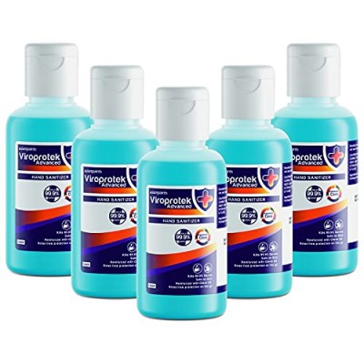 Asian Paints Viroprotek Advanced Liquid Hand Sanitizer with 75% alcohol content, WHO Recommended Hand Rub Formulation#, Kills 99.9% Germs* – 100mL Bottle (Pack of 5)