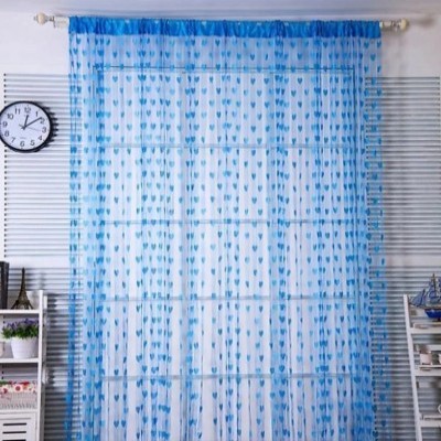 DTODEXPRESS 213.3 cm (7 ft) Polyester Door Curtain Single Curtain(Self Design, Skyblue)