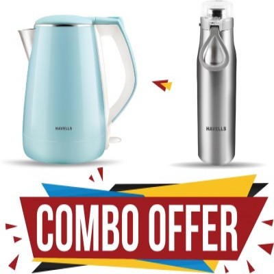 HAVELLS Aqua Plus with Aqua S Hot & Cold Bottle Electric Kettle(1.2 L, Blue, Silver)