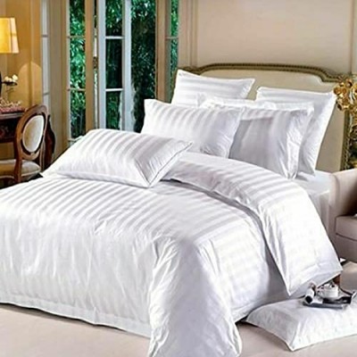 HOME LEGEND® - 200 TC Microfibre Satin Stripes King Size Bedsheet for Double Bed with Two Pillow Covers (Size : 90 x 100 Inch) _Color : White