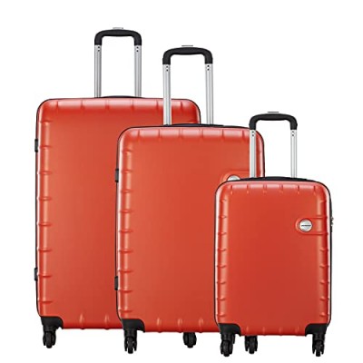 Aristocrat Lisbon ABS Hardside Trolley Bag with Anti-Scratch Surface (Set of Small, Medium and Large Red )