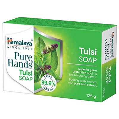 Himalaya, Pure Hands Tulsi Soap Superior germ protection Grad 1 bath Soap 76 TFM g Pack of 6, Green, 125 gram