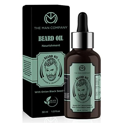 The Man Company Lavender Beard Growth Oil with Onion Black Seed Oil and Cedarwood | Strengthens Uneven Patchy Beard, Anti- Inflammatory - 30ml