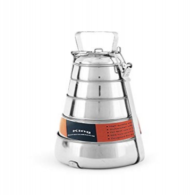 King International Stainless Steel Bento Pyramid Shaped 5 Tier Lunch Box, 16.5 cm, Silver