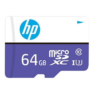 HP Micro SD Card 64GB with Adapter U3 (Write Speed 60MB/s & Read Speed 100 MB/s Records 4K UHD and Fill HD Video, Purple)