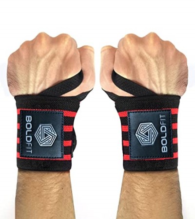 Boldfit Wrist Supporter for Gym Wrist Band for Men Gym & Women with Thumb Loop Straps - Wrist Wrap Gym Accessories for Men Hand Grip & Wrist Support Sports Straps for Gym, Weightlifting - (Red)
