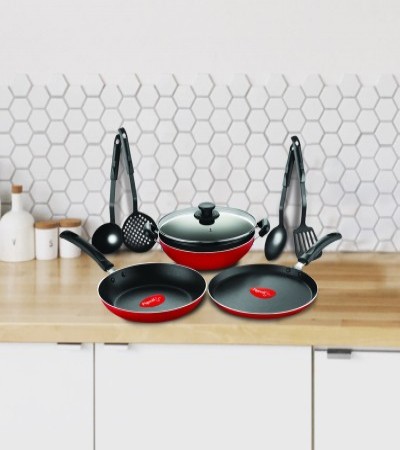 Pigeon Mio Non-Stick Coated Cookware Set(Aluminium, 8 - Piece)