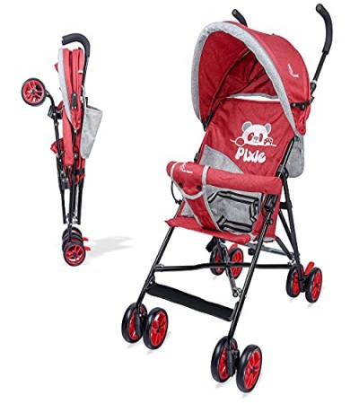 R For Rabbit Pixie Buggy & Stroller | Baby Stroller and Buggy for Baby/Newborn/Kids - Buggy for Kids | Easy Foldable and Carry | Kids Age 6 Months -3 Years (Red Grey)