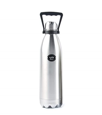 Cello Swift Stainless Steel Double Walled Flask with Thermal Jacket, Hot and Cold, 2200ml, 1pc, Silver