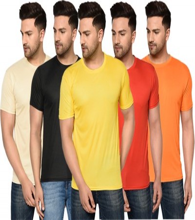 InkTees Solid Men Round Neck Multicolor T-Shirt